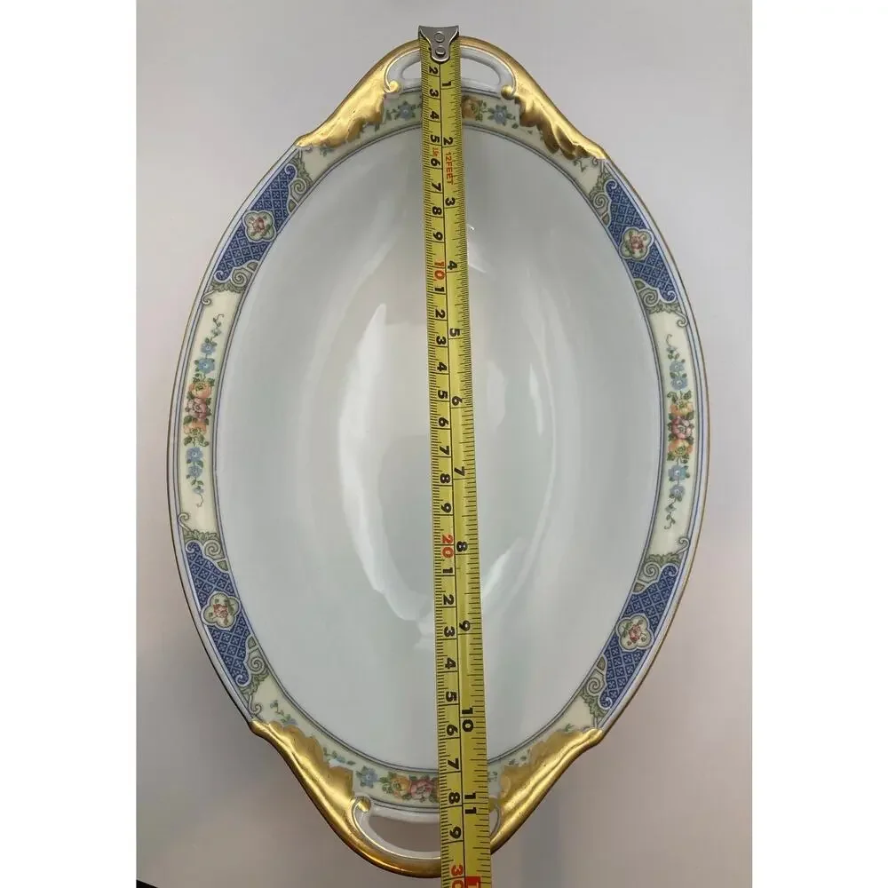 VTG Bohemia Ceramic Works Cecil Pattern Large Oval Au Gratin Dish Czechoslovakia